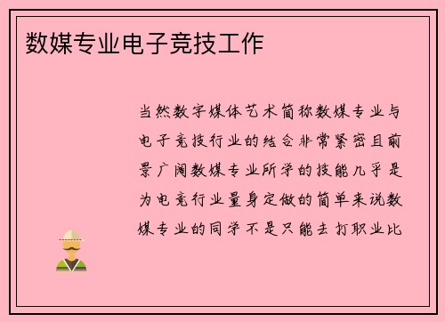 数媒专业电子竞技工作